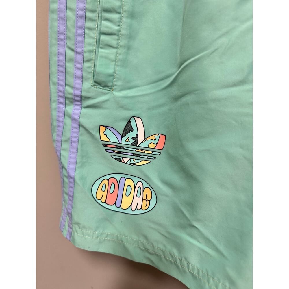 Adidas Originals Enjoy Summer Trefoil Shorts Men’s Size XS Green Mint Flower - Picture 4 of 8